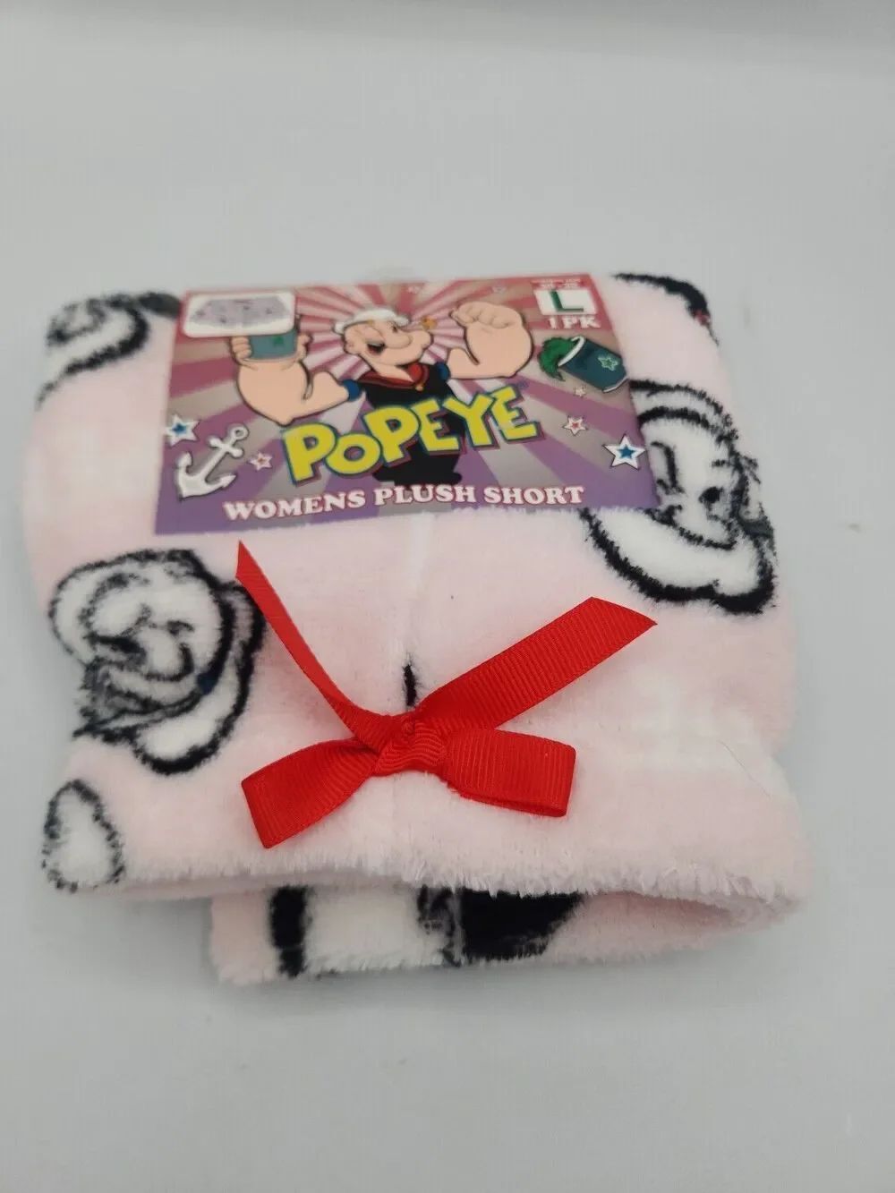 Popeye Womens Plush Lounge Shorts Pink Cartoon Sleep Shorts NWT Large